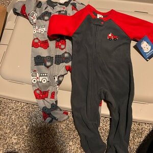 Gerber Red and Gray Fire Truck Footies